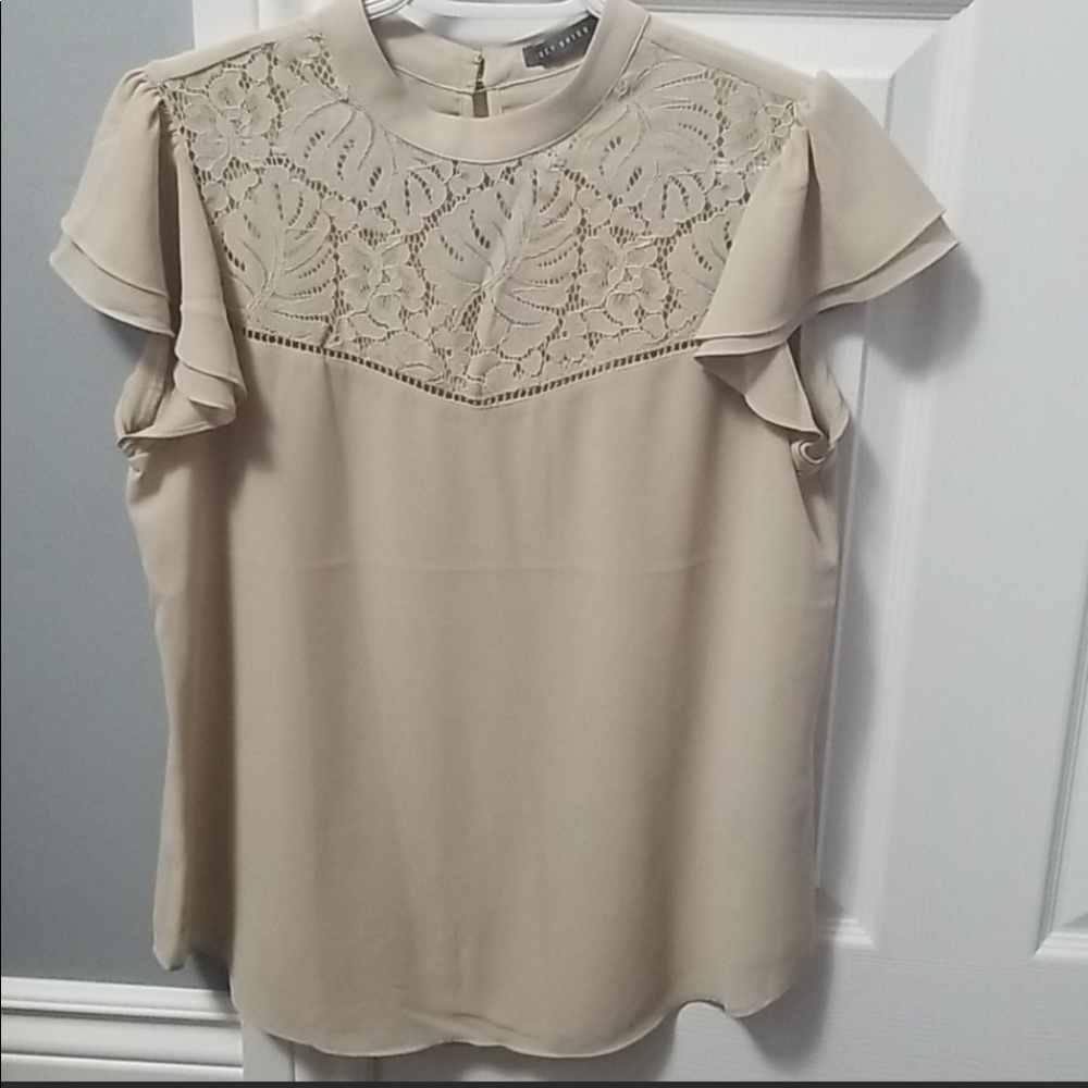 Chiffon flutter sleeve blouse.